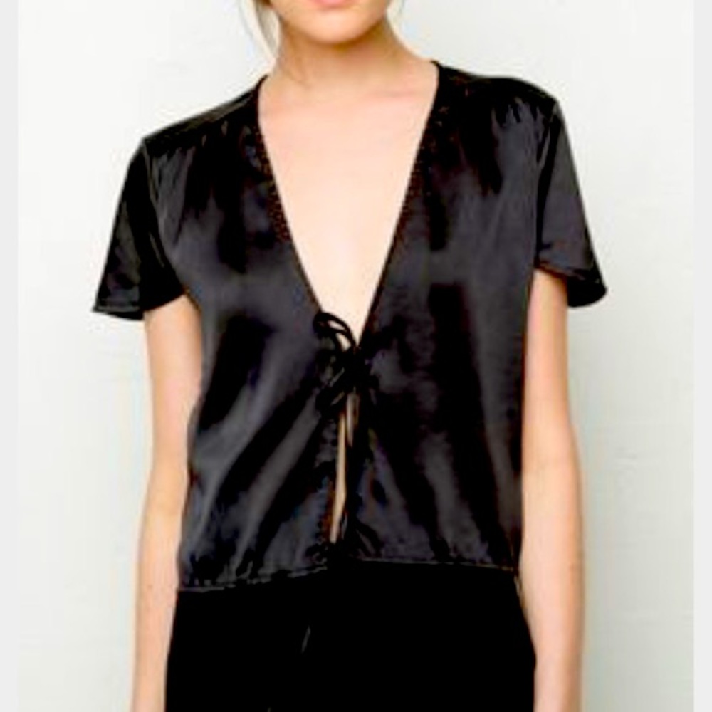 Brandy Melville Leesa Black Silk Top